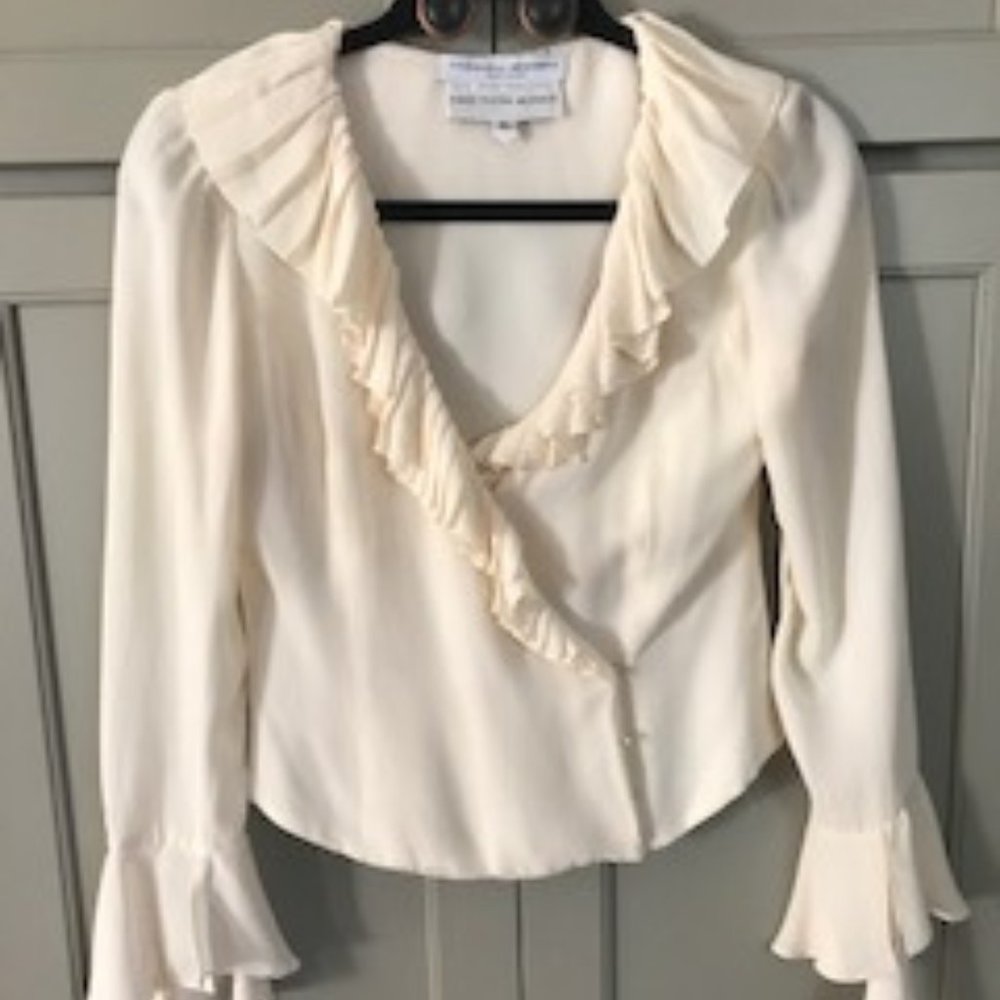 Carolina Herrera Silk Ruffle Bell Sleeves Blouse